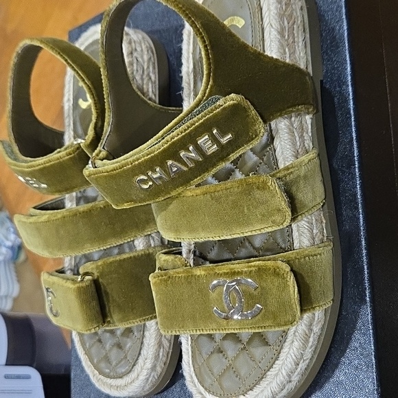 Chanel Velvet Velcro Sandal - Picture 2 of 7